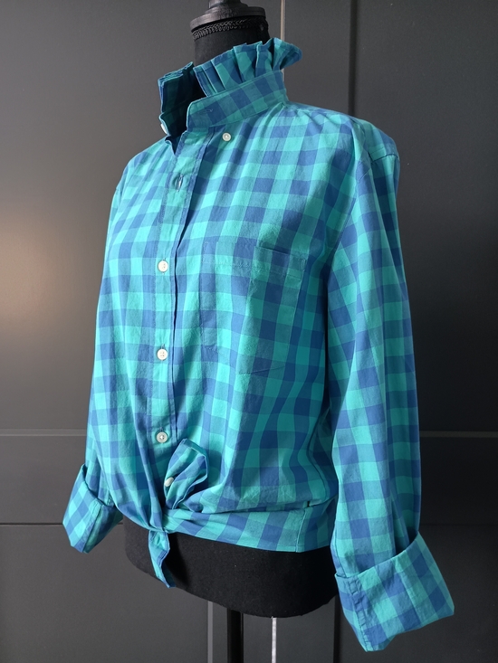 J. Crew Tops - Upcycled Women's J Crew Ruffle Collar Shirt #108